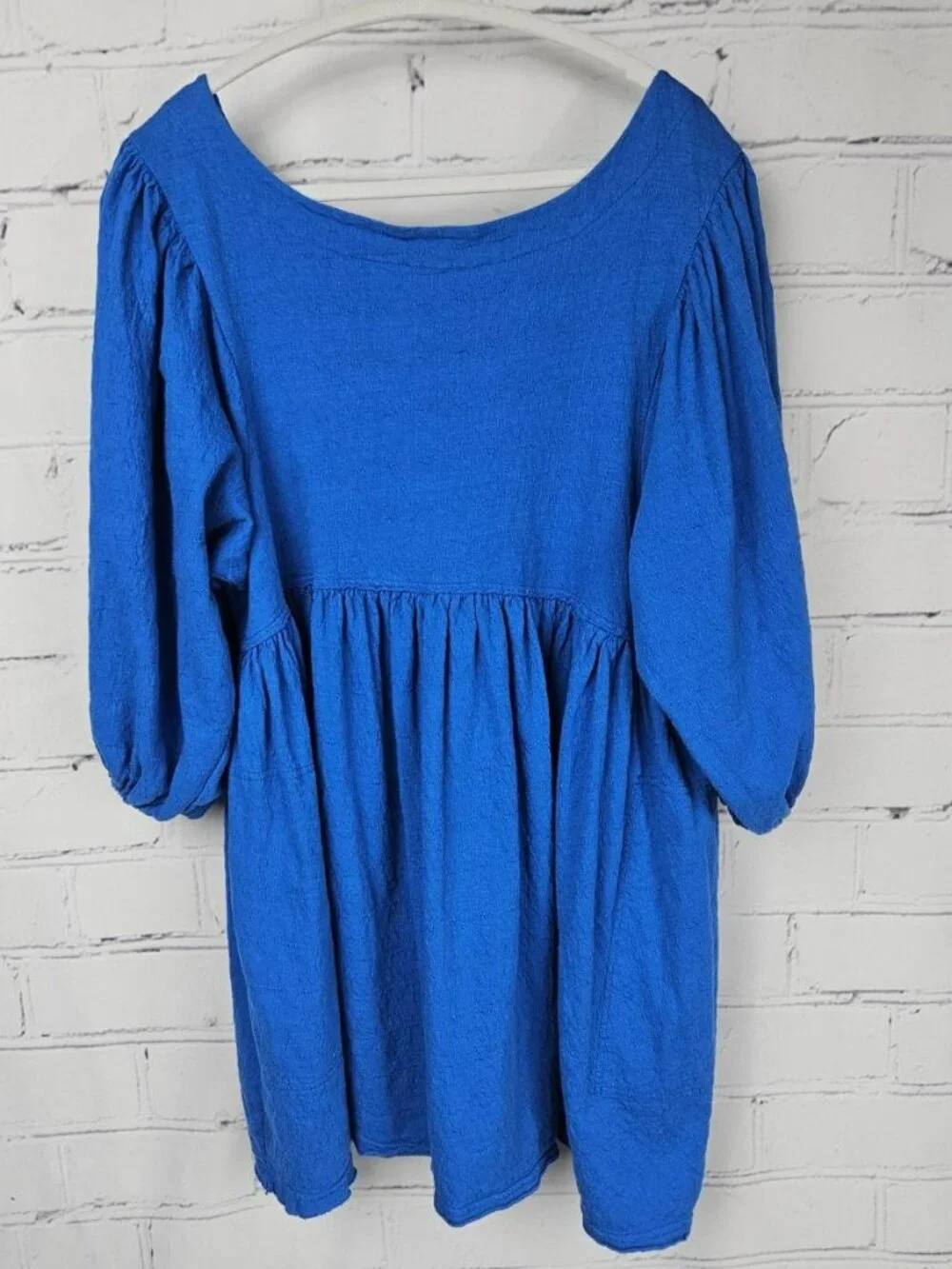 FP Beach Blue Puff Sleeve Babydoll Dress XS Ballon Oversized Beachy Free People